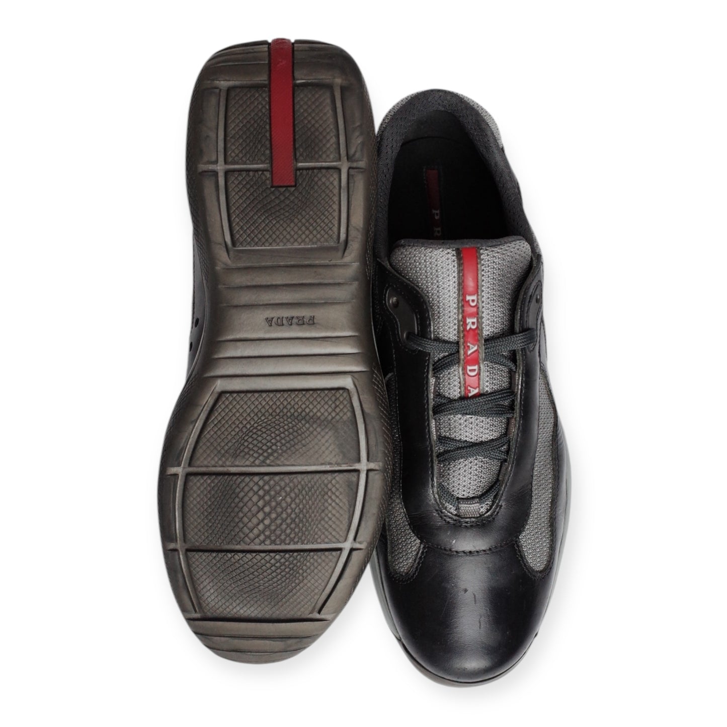 PRADA AMERICA'S CUP BLACK LEATHER GREY MESH (US11/EU45)