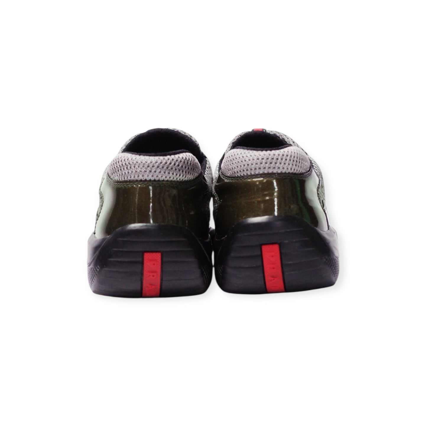 PRADA AMERICA'S CUP TWO TONE PATENT LEATHER OLIVE-BLACK (US8/EU41)
