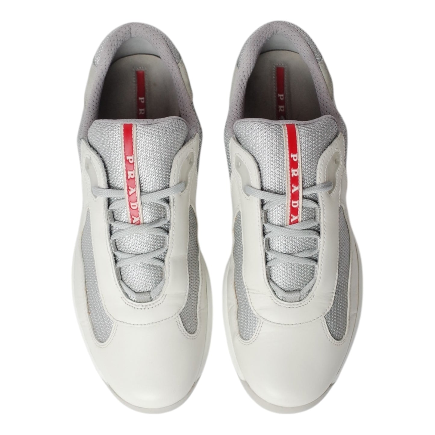 PRADA AMERICA'S CUP WHITE LEATHER SUEDE HEEL (US10.5/EU44.5)