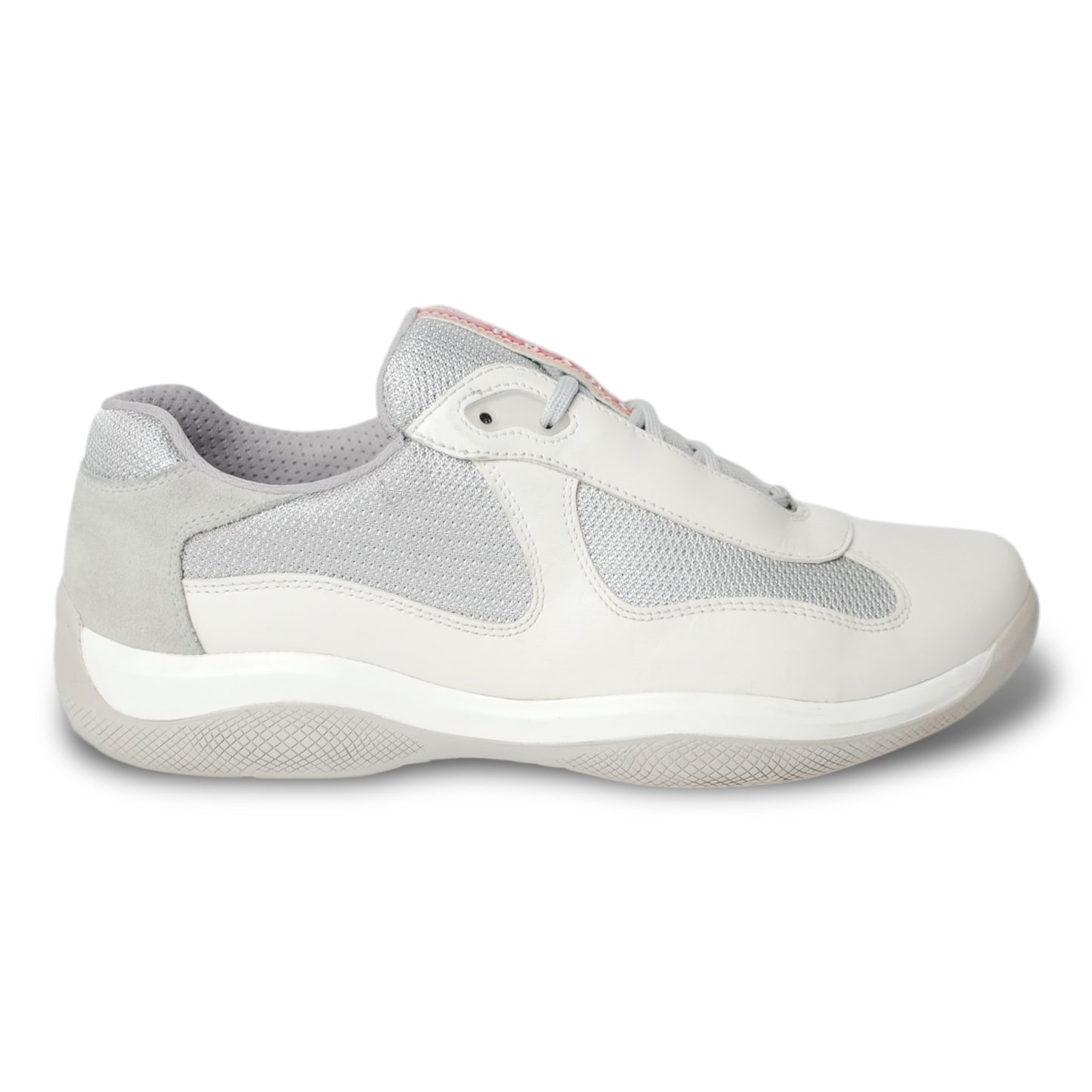 PRADA AMERICA'S CUP WHITE LEATHER SUEDE HEEL (US10.5/EU44.5)