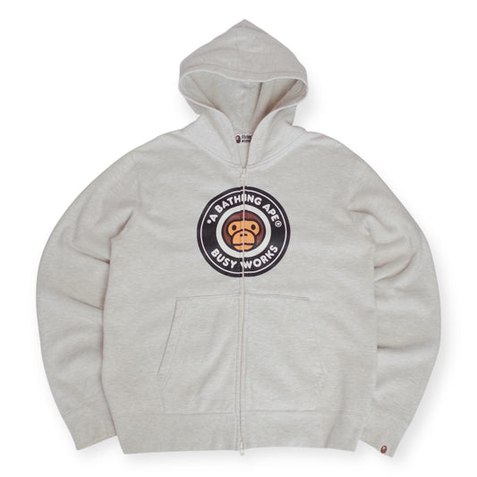 00'S BAPE BABY MILO ZIP UP HOODIE GREY (XL)