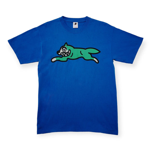 BBC ICECREAM RUNNING DOG TEE GREEN ON BLUE (M)